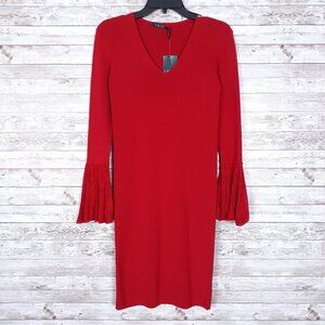 Ralph Lauren Bodycon Dress XS Pleated Bell Sleeve 960